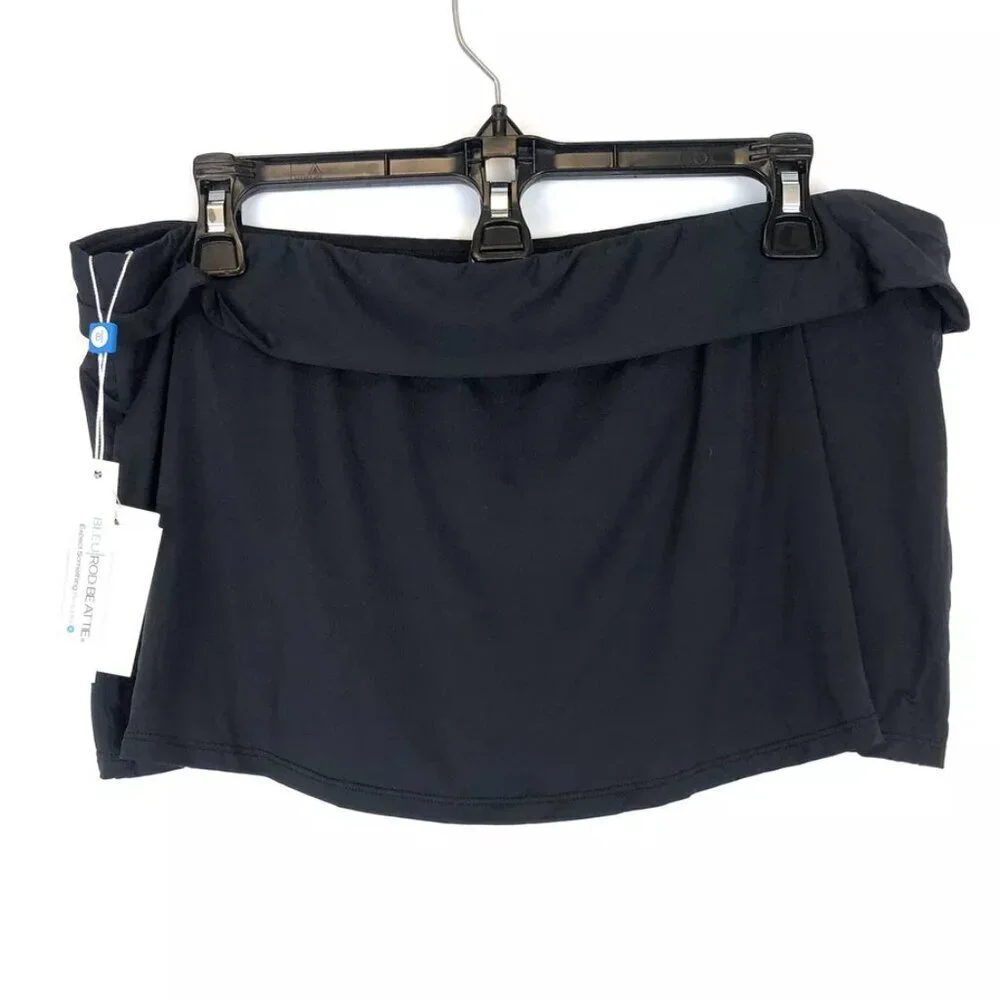 Bleu Rod Beattie Women’s Skirted Hipster Black Bikini Bottom, Size 14